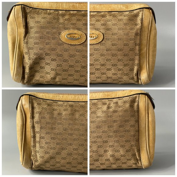 Authentic Vintage Gucci Micro "GG" Monogram Cotton Cream Leather Bag - Picture 12 of 12